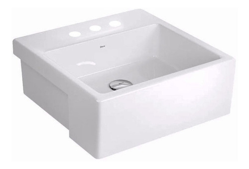 Imagen 2 de 3 de Bacha de baño semi encaje Deca L830 blanco 420mm x 420mm 160mm de alto