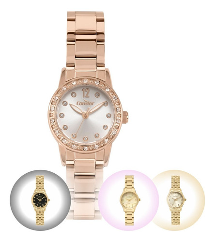 Relógio De Pulso Condor Casual Pequeno Feminino Analogico Cor Rose Gold - Copc21jft/4j