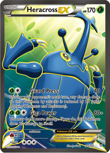 Cartas Pokemon Heracross Ex 105/111 Full Art Furious Fists