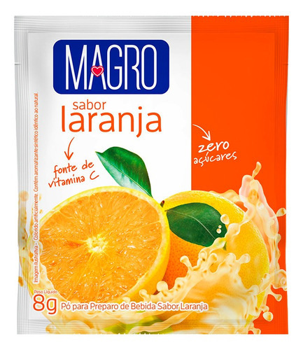 Refresco Magro Zero Sabor Laranja De 8g