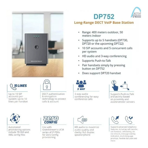 Grandstream Dp752 Base Largo Alcance, Mejor Que Dp750