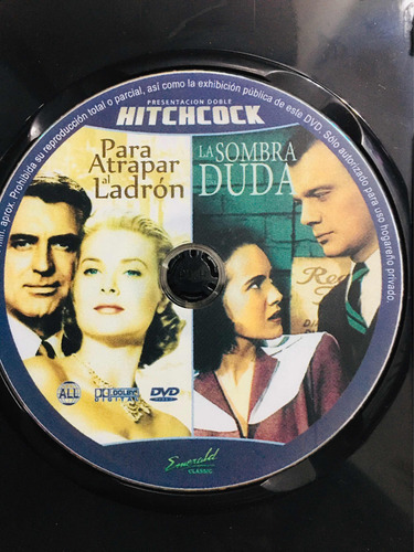 Dvd Doble Hitchcock Para Atrapar Al Ladrón/la Sombra Duda (Usado)