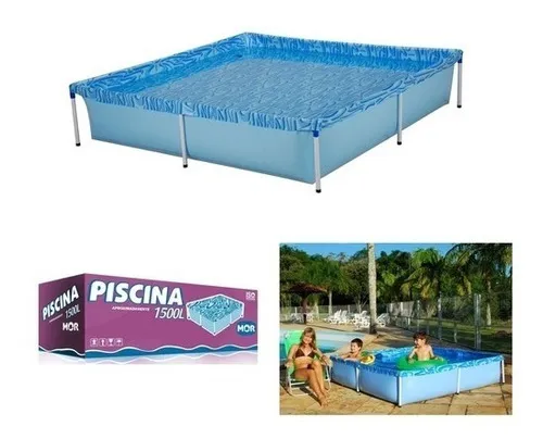 Piscina Estrutural Quadrada Capacidade De 1500 Litros Azul Cor Azul