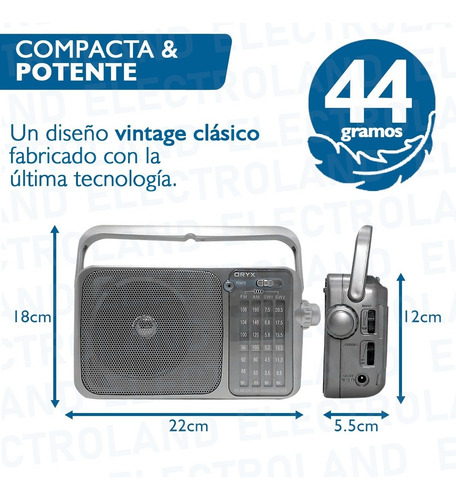 Radio Portable Retro Oryx Am/fm Alimentación Dual 4 Bandas