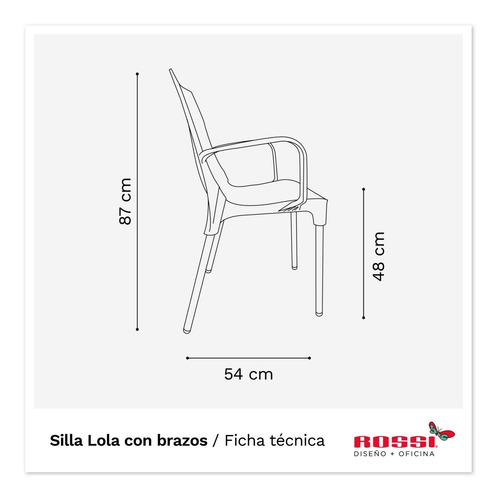 Imagen 3 de 3 de Silla Jardín Lola Apilable Con Apoyabrazos Alta Durabilidad