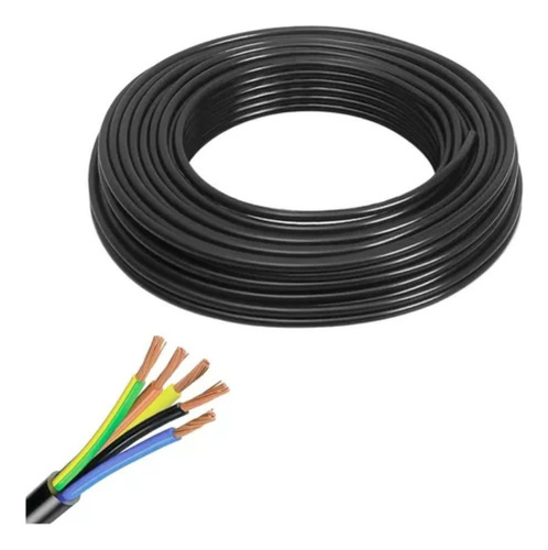 Cabo Pp 5x1,5 - Fio Flexível 5 Vias De 1,5mm² - 50 Metros Cor da cobertura Preto