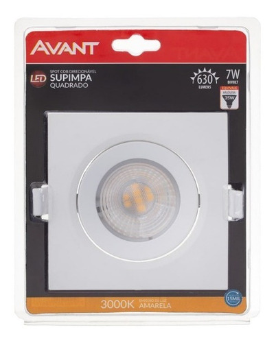 Imagem 2 de 6 de Spot Super Led Quadrado 7w Avant Branco Quente