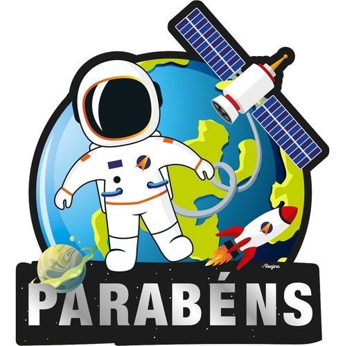 Decoração Topper Topo De Bolo Festa Astronauta Espacial 1 Un Cor Espaço
