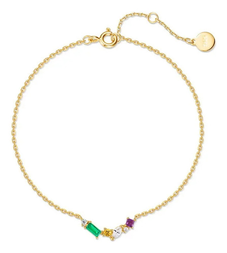 Pulsera Moderna De Plata 925 Con Circonitas Arcoíris Para Mu
