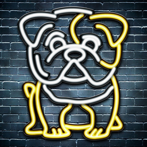 Cartel Perro Bulldog En Neón Led / Flex / Logos / Figuras