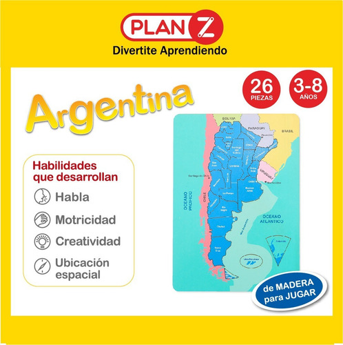 Imagen 2 de 10 de Rompecabezas De Madera De Argentina. Puzzle 25 Piezas