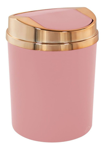 Cesto Para Lixo 5 Litros Tampa Basculante Cobre Rosé Gold Cor Rosa-claro