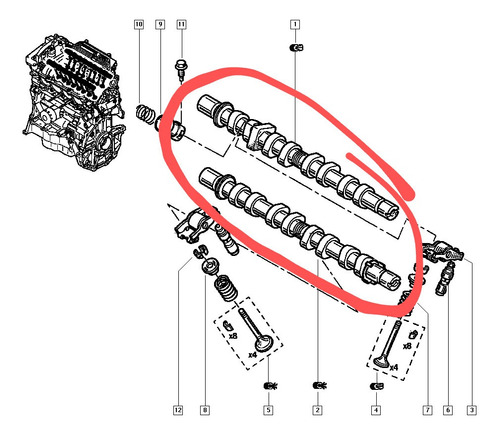 Arbol De Levas Admisión Y Escape Renault Duster 1.6