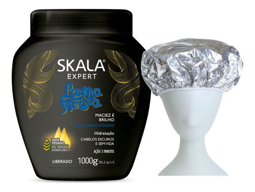 Lama Negra Skala Mascara Vegana 1kg + Gorro Aluminio