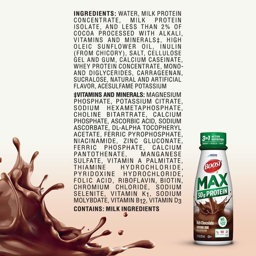 Boost Max Bebida De Proteína, Rich Chocolate, 11 Botella Onz