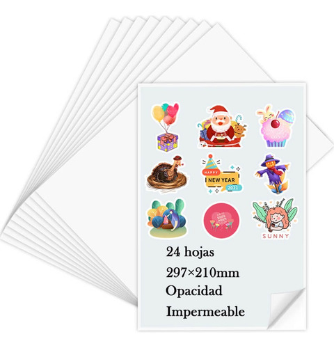 Papel Vinilo Adhesivo Imprimible A4/24 Hojas