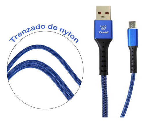 Cable Carga Transferencia De Datos Carga Rapida Tipo-c 3.1a Azul