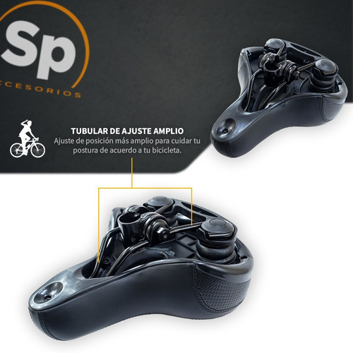 Imagen 4 de 10 de Asiento Para Bicicleta Negro C/reflejante New Century Vazher