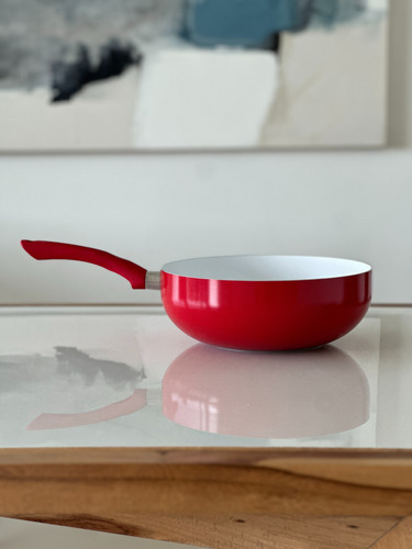 Wok Sarten 26 Cm Ceramico Antiadherente Rojo 3 L Red Rojo