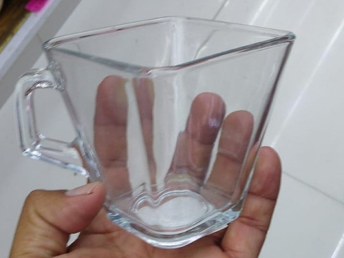 Juego De Taza Y Plato Cuadrado 10 Juegos Vidrio 300 Ml
