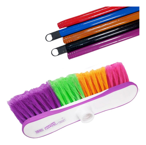Escoba De Plástico Extra Suave Colori Con Bastón (6 Piezas)