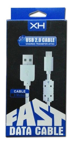 Cable Usb V8 Android 3 Metros Carga Rapida  Datos Uso Rudo