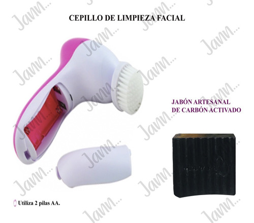 Cepillo De Limpieza Facial 5 En 1 Con Jabón Carbón Activado.