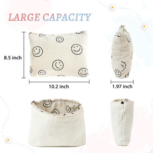 Beekbing Smiley Face - Bolsa De Maquillaje De Pana Con Forro