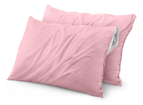 Fundas De Almohada Queen Con Cremallera Prueba De Chinches Rosa Liso