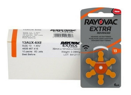 12 X Rayovac Extra Para Audífono Blister Tamaño 13