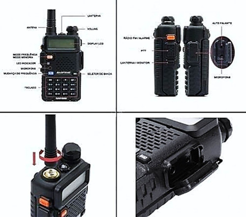 Imagem 4 de 4 de Kit 4 Radio Comunicador Walk Talk Baofeng Dual Band Uv5r