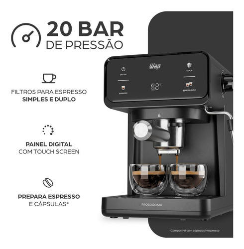 Cafeteira Espresso Digital Wap Com Vaporizador De Leite 220v