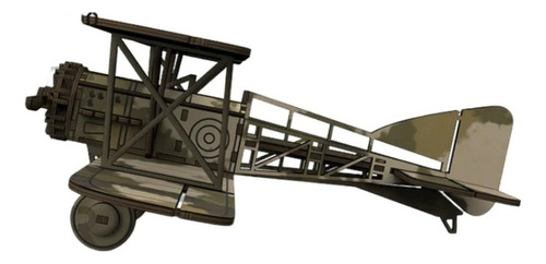 Miniatura Avião Biplano Quebra-cabeça 3d Em Mdf