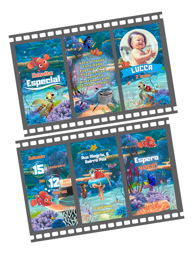Convite Digital Animado Procurando Nemo Com Música Azul