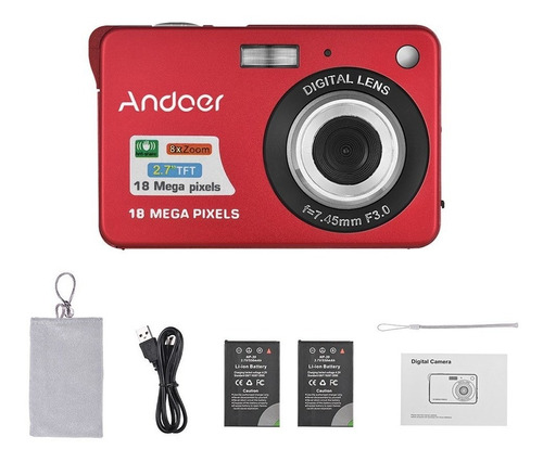 Cámara Digital Andoer Hd 720p 18m Con 2 Baterías