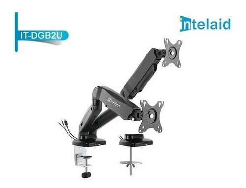 Imagen 2 de 10 de Soporte Monitor Doble Hidráulico 17a32 Usb+audio Intelaid