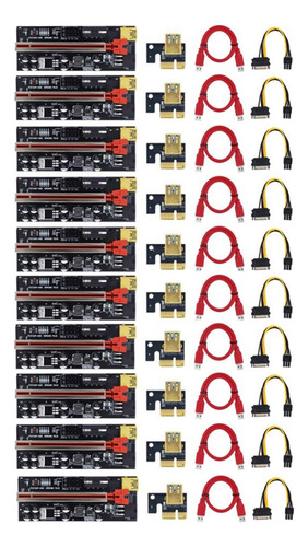 Juego De 10 Tarjetas Pcie Riser Ver009c Pci-e Riser 1x A 16x