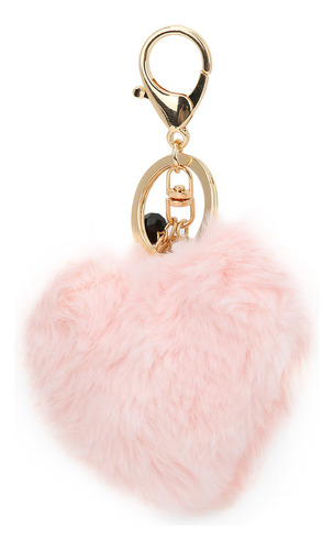Llavero Con Forma De Corazón, Bola De Pelo Rosa, Bolsa Para