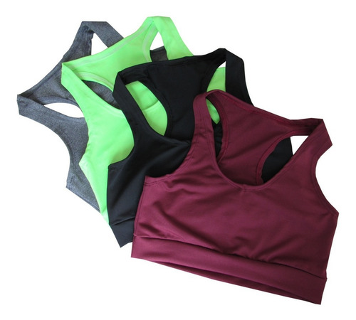 Imagem 4 de 10 de Kit 3 Top Feminino Alta Sustentação Academia Fitness Treino