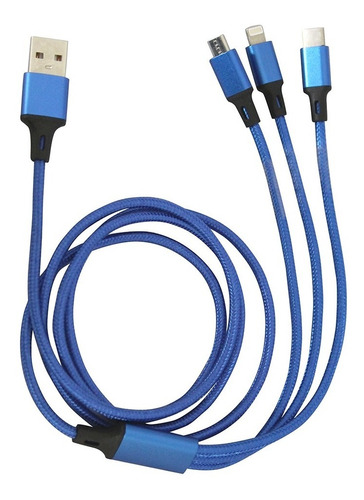 Cable De Carga Rapida Y Datos 3 En 1 Para V8-iPhone-tipo C