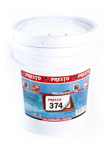 Pegamento Para Calcomania Líquida Cartón Presto Cubeta 18 Kg