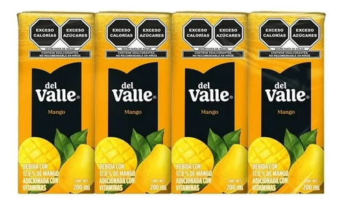 2 Pza Néctar Del Valle Mango 4 Pack De 200 Ml C/u