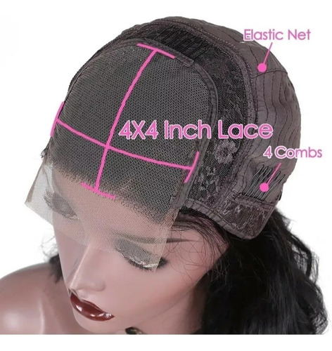 Peruca Lace Front Cabelo Humano Castanho Escuro Padrão