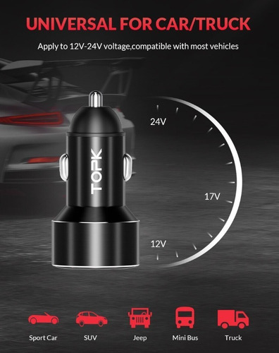 Cargador Rapido Celular Carro 3.1 Amp Dos Salidas + Led