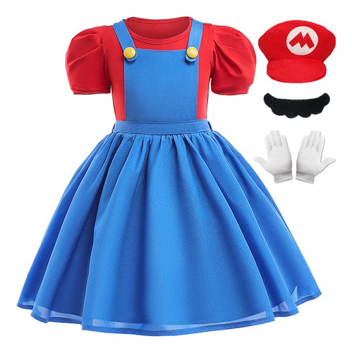 Disfraz De Mario Para Niñas Super Brothers Carnaval Halloween Cosplay Vestido Fiesta Cumpleaños De Lujo