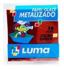 Imagen 1 de 3 de Papel Glace Metalizado X 10 Paquete X 10 Papelitos 10x10 Cm