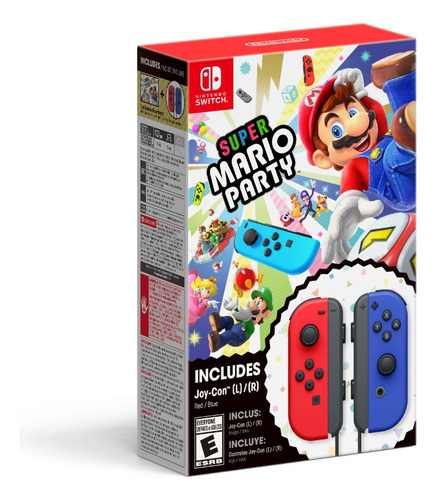 Set Juego Nintendo Switch Mario Party + 2 Joy Con Rojo-azul