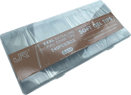 Tips Soft Gel Coffin Xxxl Extra Largos Transparentes Jr 240p