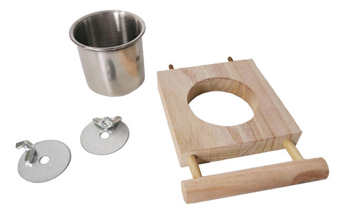 Comedero Para Pájaros, Jaula Para Loros, Soporte De Madera,