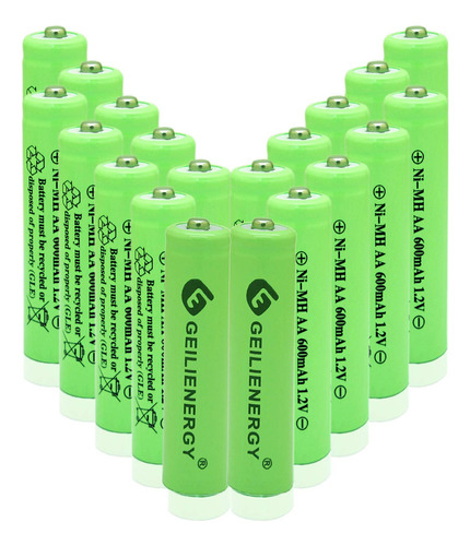 Geilienergy Nimh Aa 600mah 1.2v Baterias Recargables Para Lu